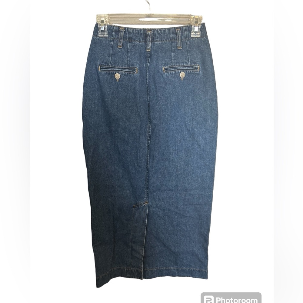 Red Camel Vintage Button Down Midi Denim Skirt Si… - image 2